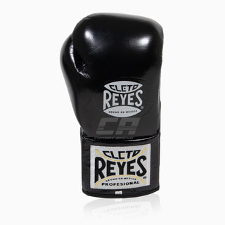 Boxhandschuhe Cleto Reyes Professionelle CB2 Schwarz-Silber mit Schnürsenkeln 