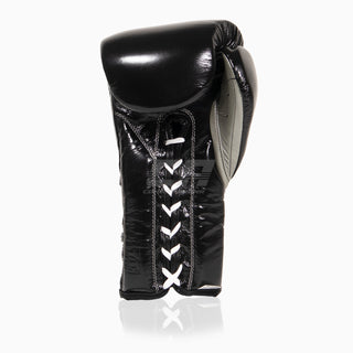 Cleto Reyes Traditionelle Trainingsboxhandschuhe CE4 Schwarz-Silber mit Schnürung