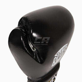 Cleto Reyes Traditionelle Trainingsboxhandschuhe CE4 Schwarz-Silber mit Schnürung